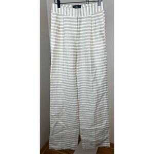 NWT Knot Standard Ivory & Tan Wide-Leg Pant Linen Striped S/M